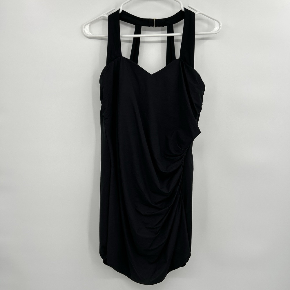 Lands End Womens Black One Piece Swimsuit Size 18L Swim Beach Resort Slimming
